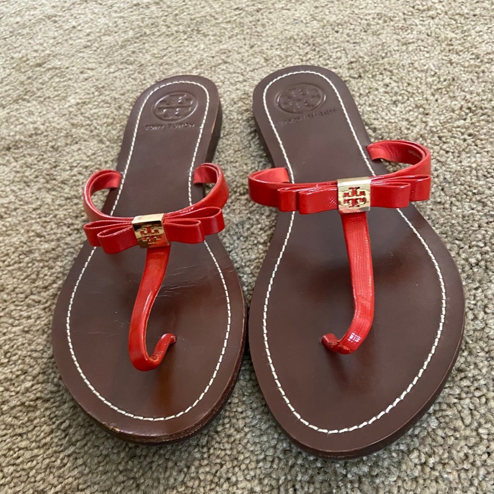Tory Burch deep orange sandals